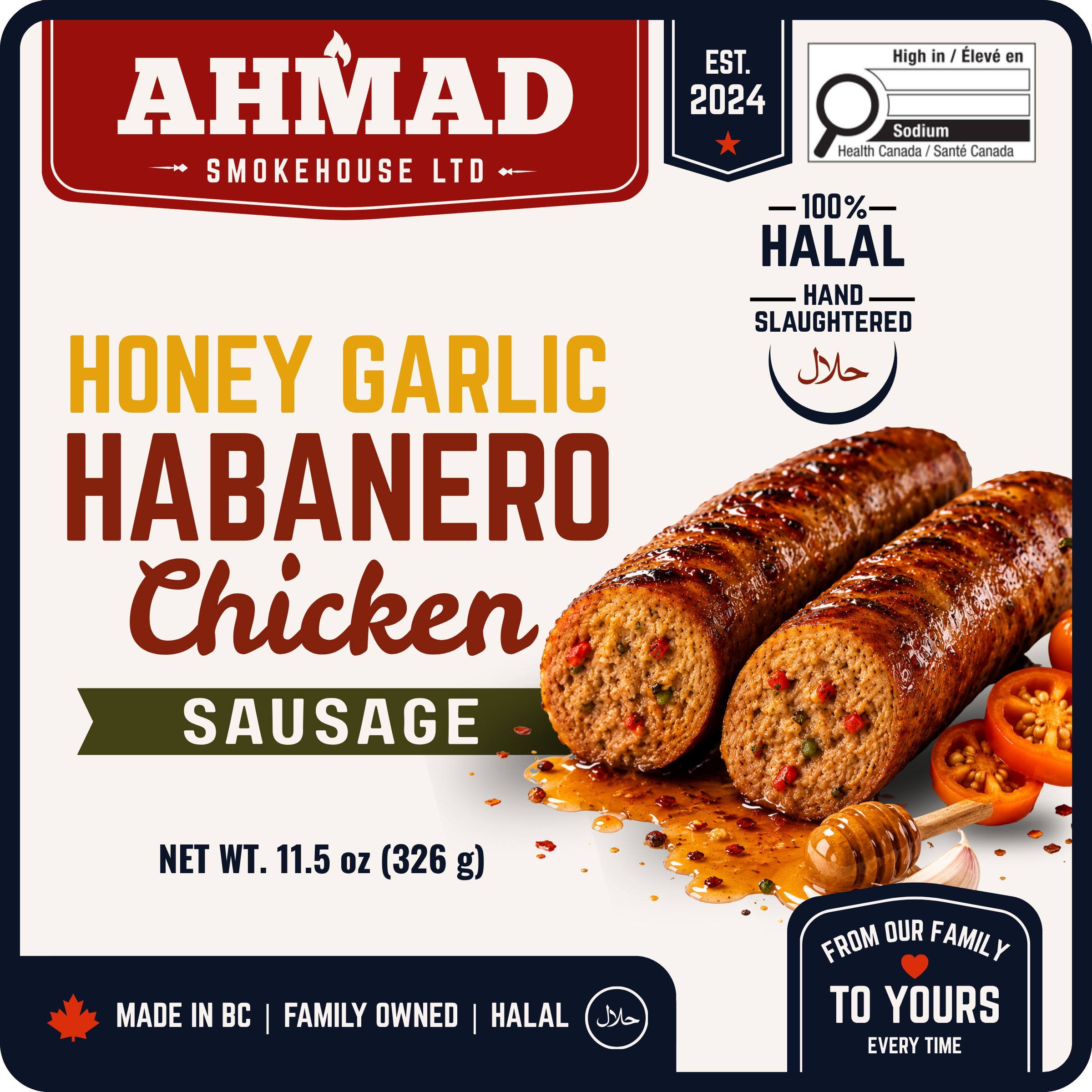Honey Garlic Habanero Chicken Sausage package artwork