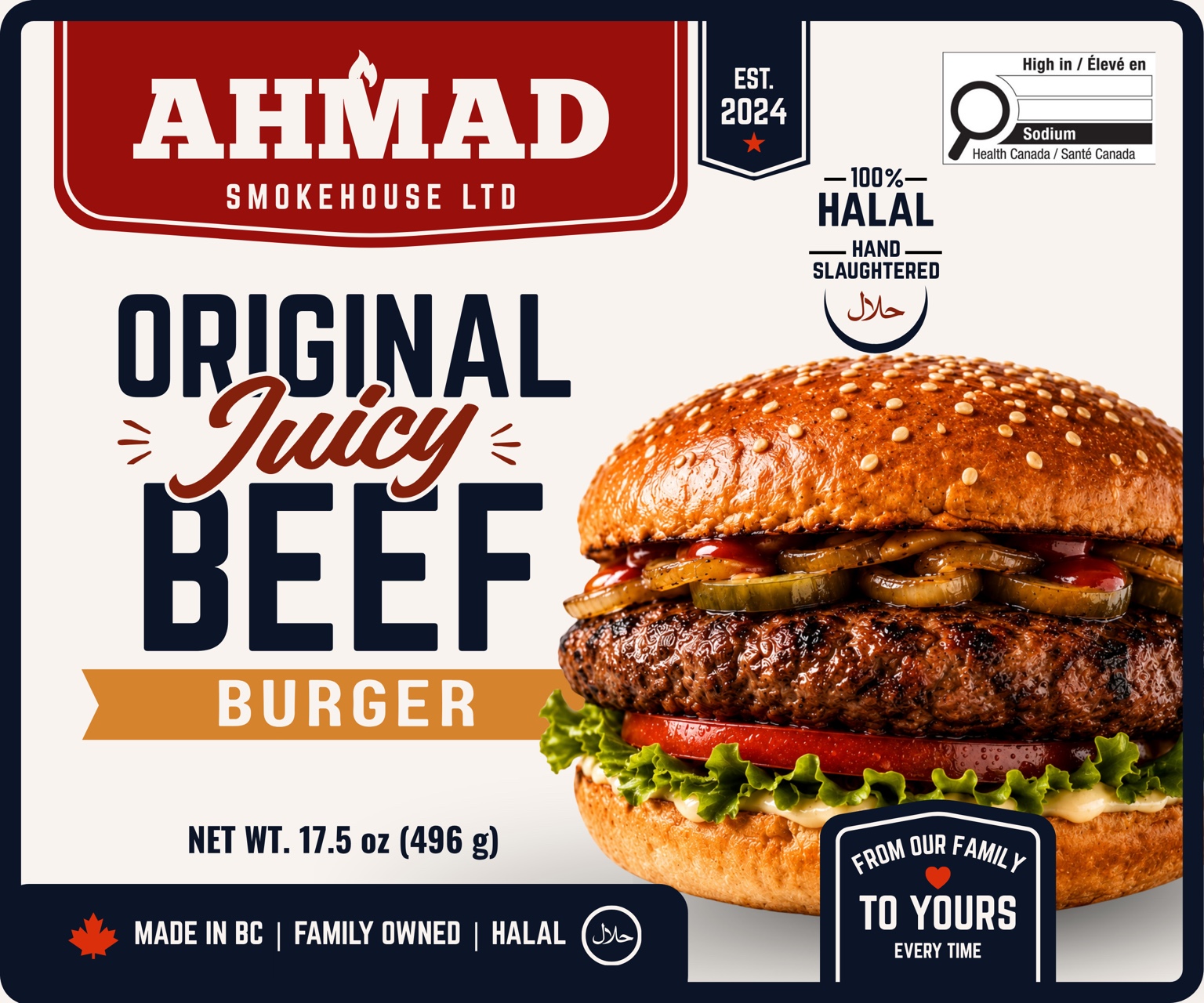 Original Juicy Beef Burger package artwork