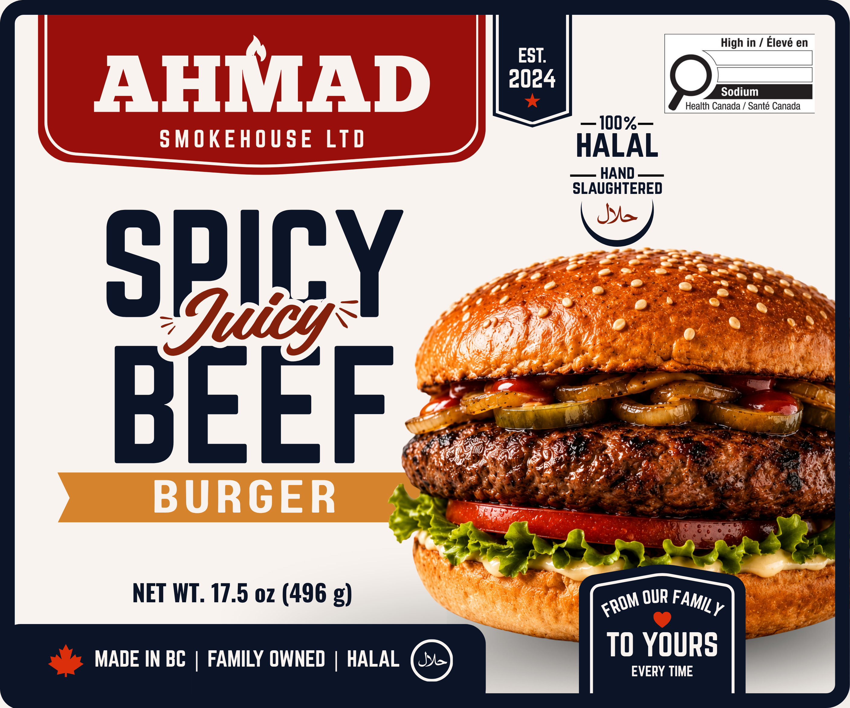 Spicy Juicy Beef Burger package artwork